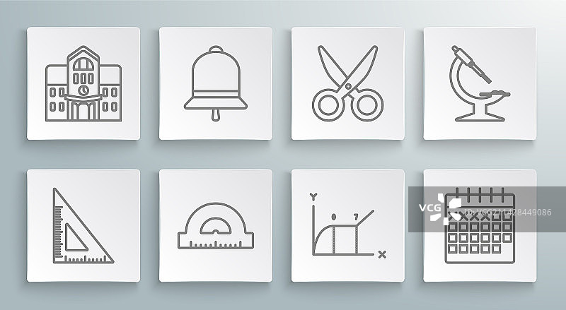 三角尺响铃线条组合图片素材