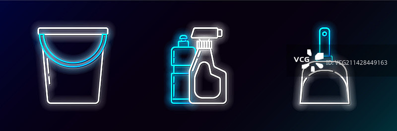 簸箕、水桶和塑料瓶组合图片素材