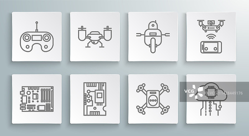 电子计算机组件线条组合图片素材