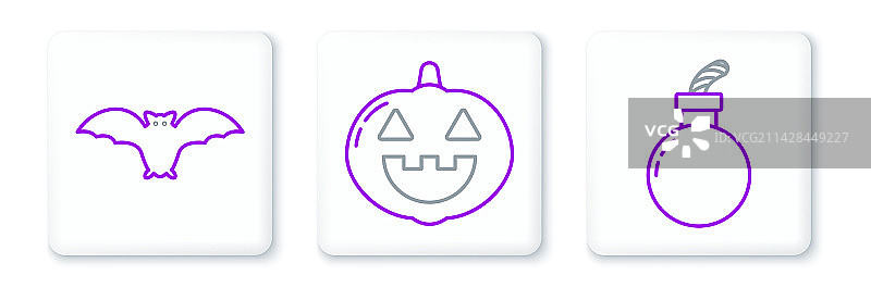 准备爆炸的炸弹和蝙蝠线条集合图片素材