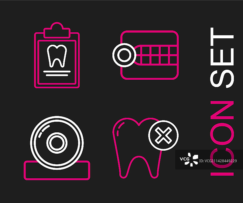 牙科龋齿与耳鼻喉头部线条图片素材