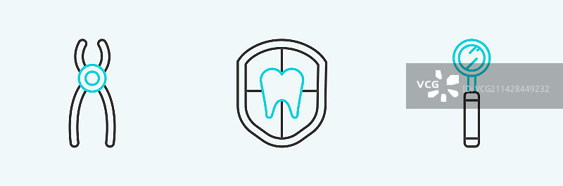 牙科检查镜钳子线条图标图片素材