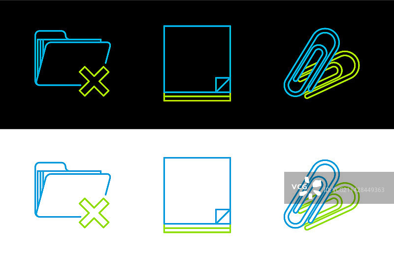 回形针删除文件夹和文件线条组合图片素材