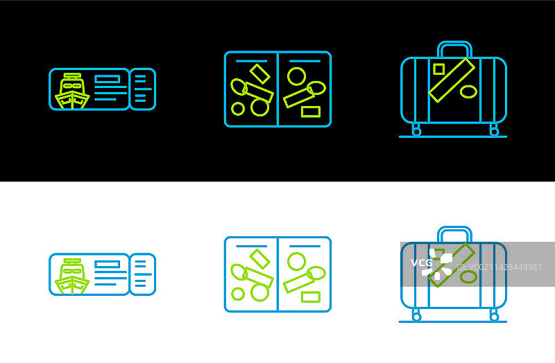 旅行箱和邮轮贴纸图片素材