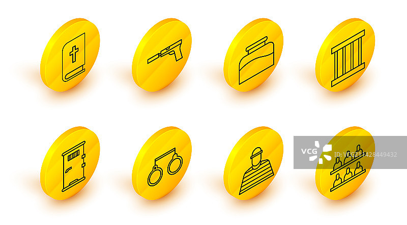 陪审员犯人手铐牢房门标志图片素材