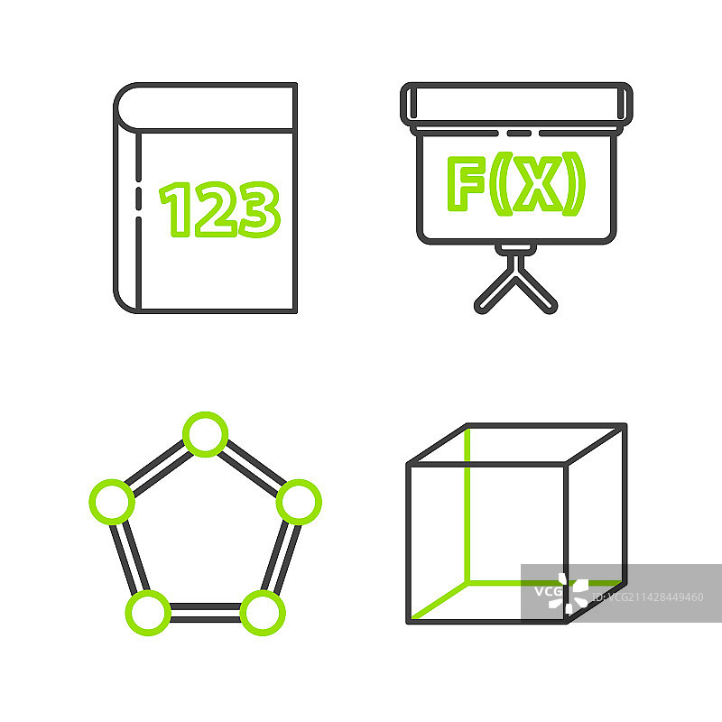 几何图形立方体五棱柱图标集图片素材