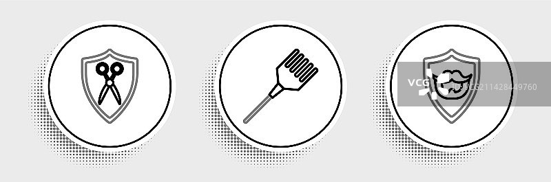 盾牌上的胡须与剪刀图片素材