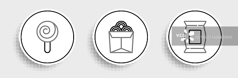 薯片棒棒糖袋装食品线条素材图片素材