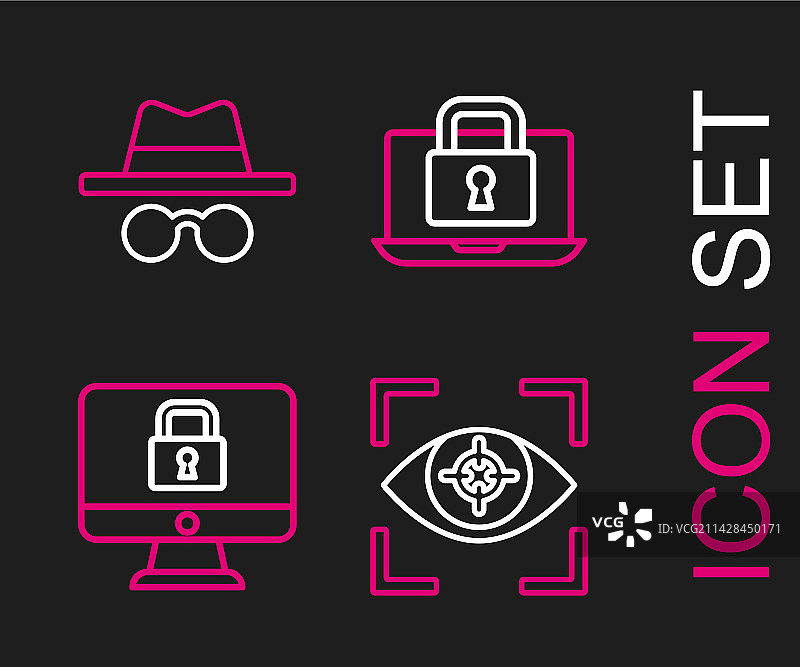 扫描锁定监控器和笔记本电脑图片素材