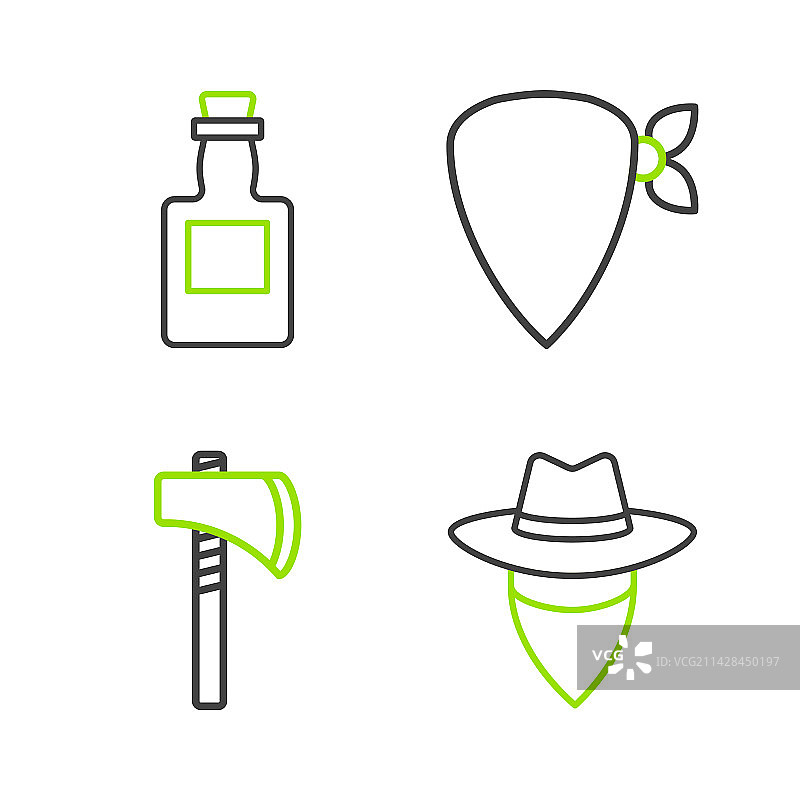 牛仔的战斧、头巾和龙舌兰酒图片素材