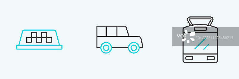 有轨电车 铁路 出租车 汽车线条图片素材