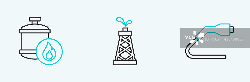 电缆插头丙烷充电线条设计图片素材