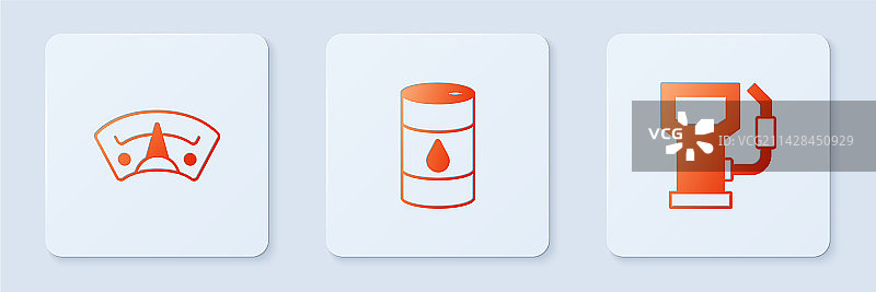 油桶、机油表和加油站套装图片素材