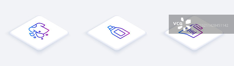 2.5D等距脏T恤瓶子套装图片素材