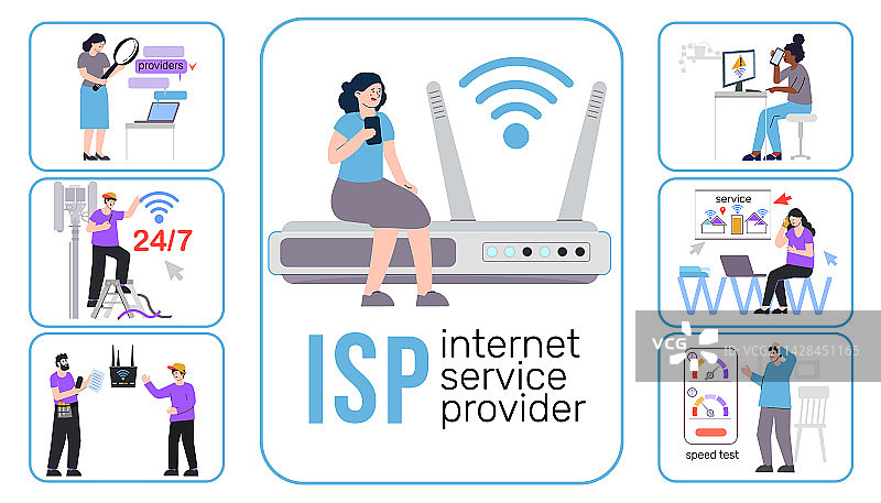 ISP安装扁平信息图图片素材