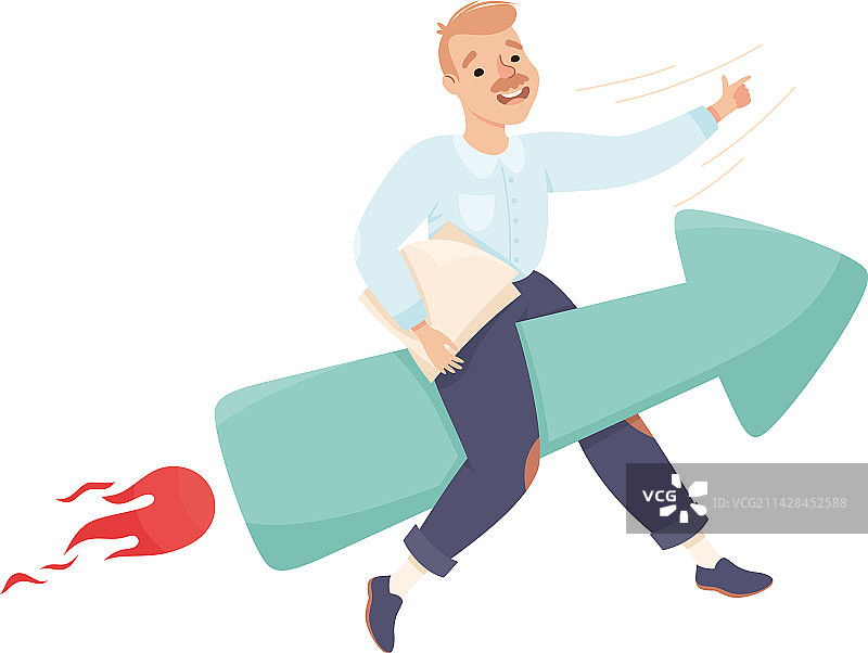 商人乘坐鞭炮助推事业图片素材