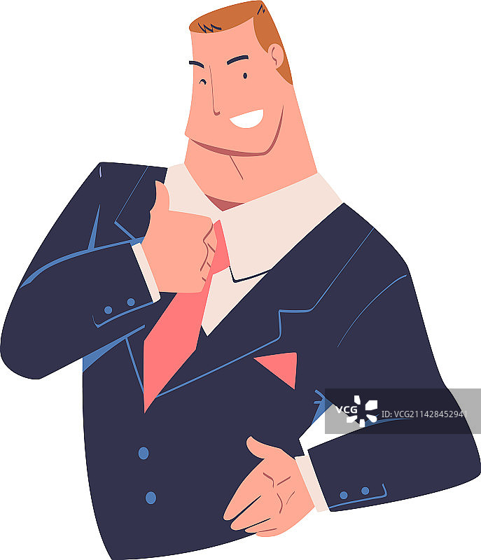 成功的商人做出竖起大拇指的姿势图片素材