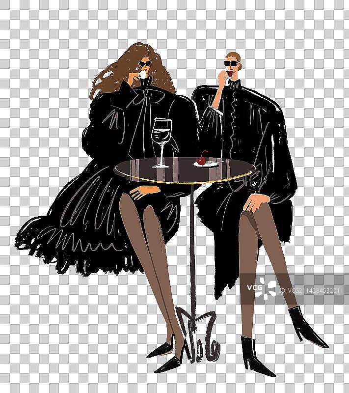 时尚插画，咖啡下午茶图片素材