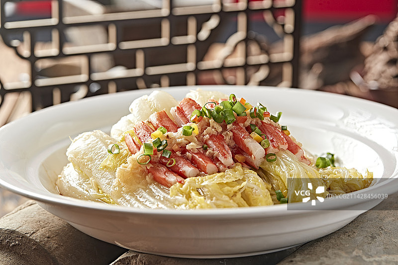 清蒸蒜蓉粉丝蟹肉娃娃菜图片素材