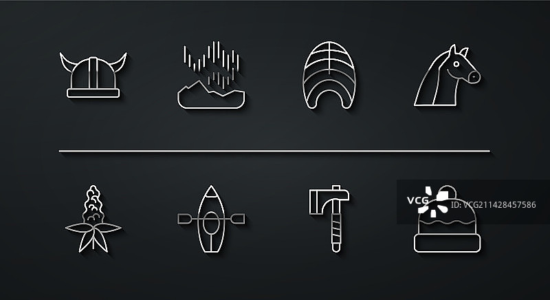 带角头盔维京人和羽扇豆花图片素材