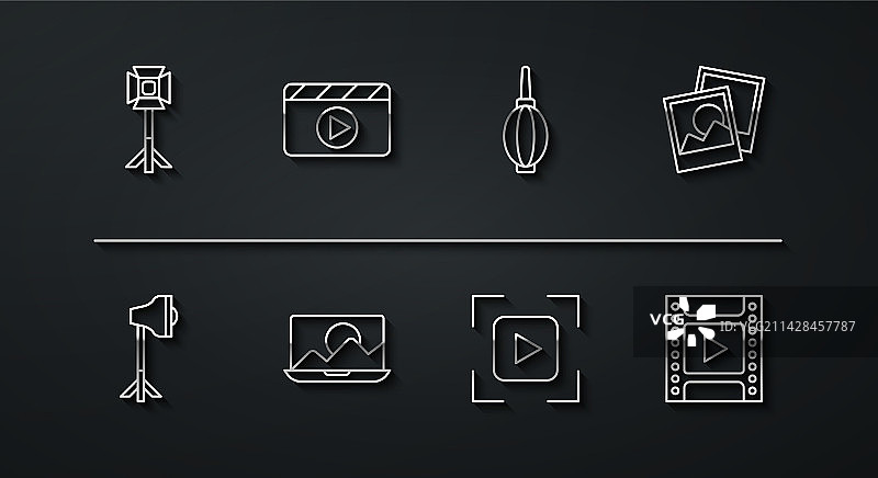 影棚柔光箱灯泡与相框图片素材