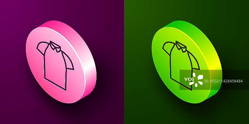 2.5D线条Polo衫图标，紫色背景图片素材