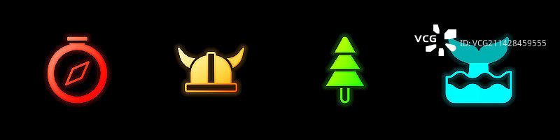 戴角盔的维京指南针树素材图片素材