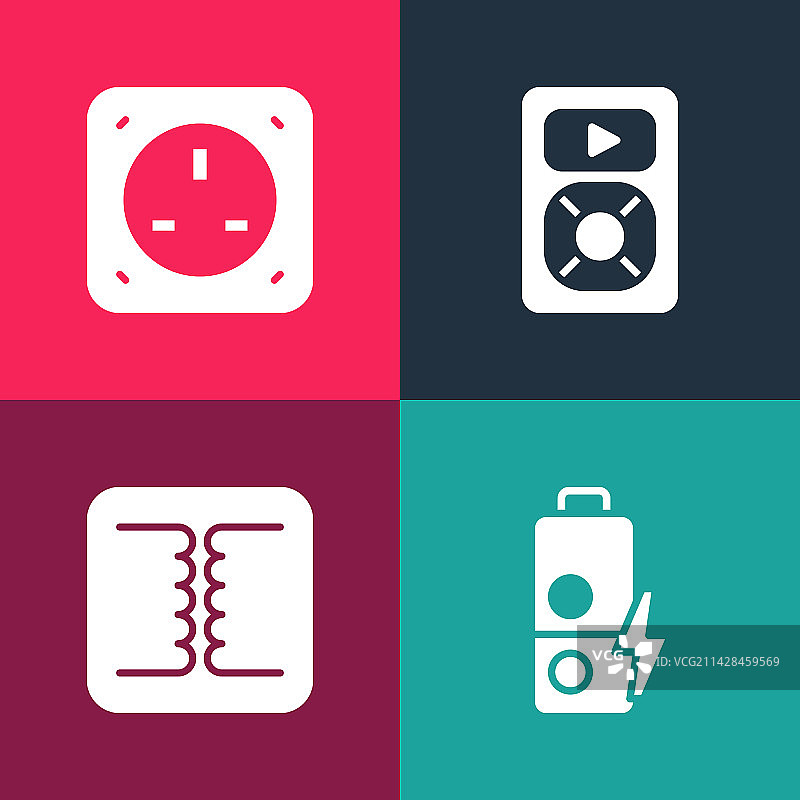 波普艺术电池充电电力变压器套装图片素材