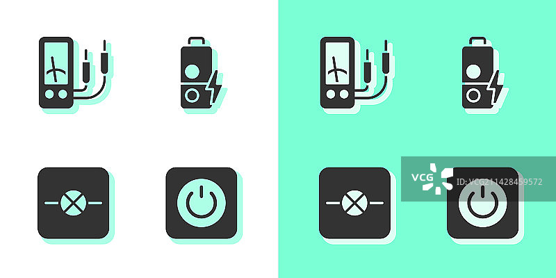 电源按钮安培计万用表灯合集图片素材