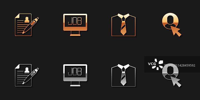 简历搜索工作领带和工人图标图片素材