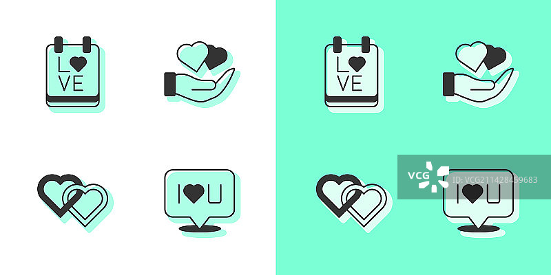 语音气泡、文本“我爱你”和日历素材图片素材