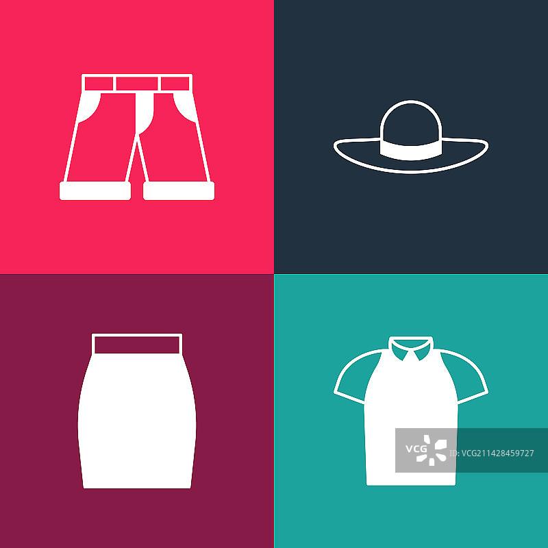 波普艺术Polo衫裙子时尚女性帽子图片素材