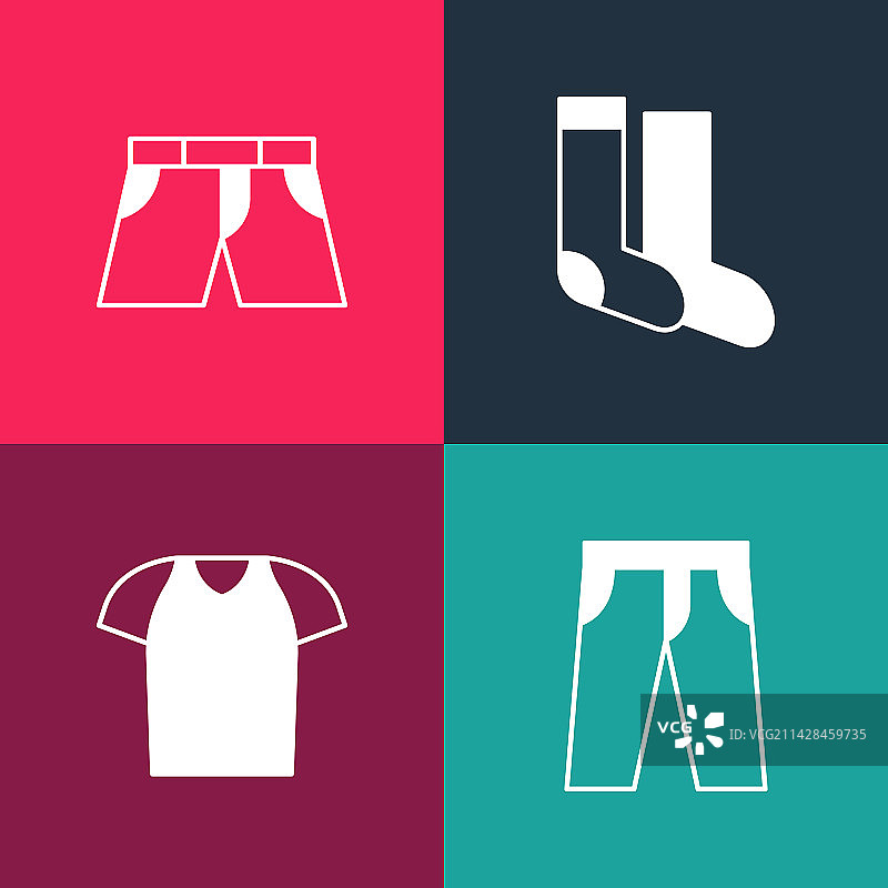 波普艺术裤子T恤袜子短裤套装图片素材