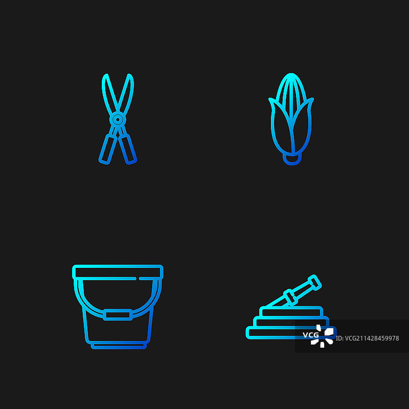 花园软管或消防水管水桶线条图片素材