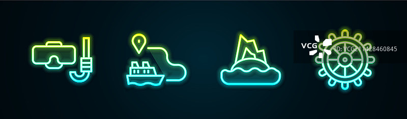 潜水面罩和呼吸管、航线路径图片素材