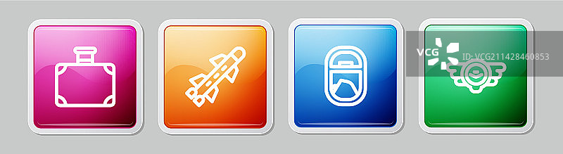 旅行箱火箭飞机窗户线条组合图片素材