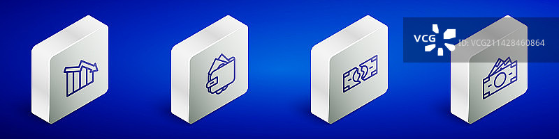 2.5D等距线金融增长减少套装图片素材