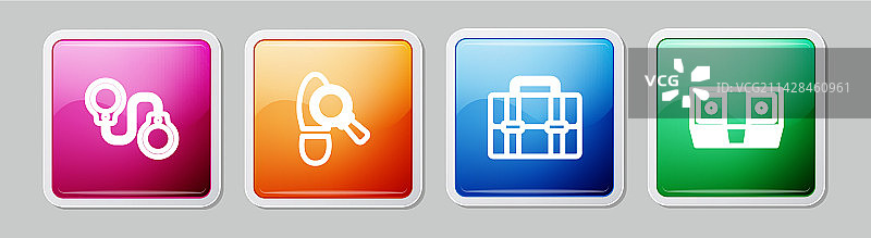 手铐、脚印、公文包和贿赂图标组合图片素材