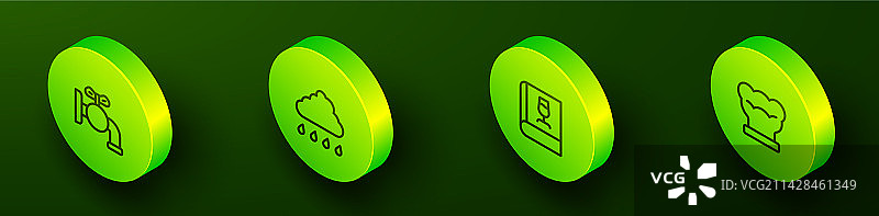 2.5D水龙头水桶云朵线条组合图片素材