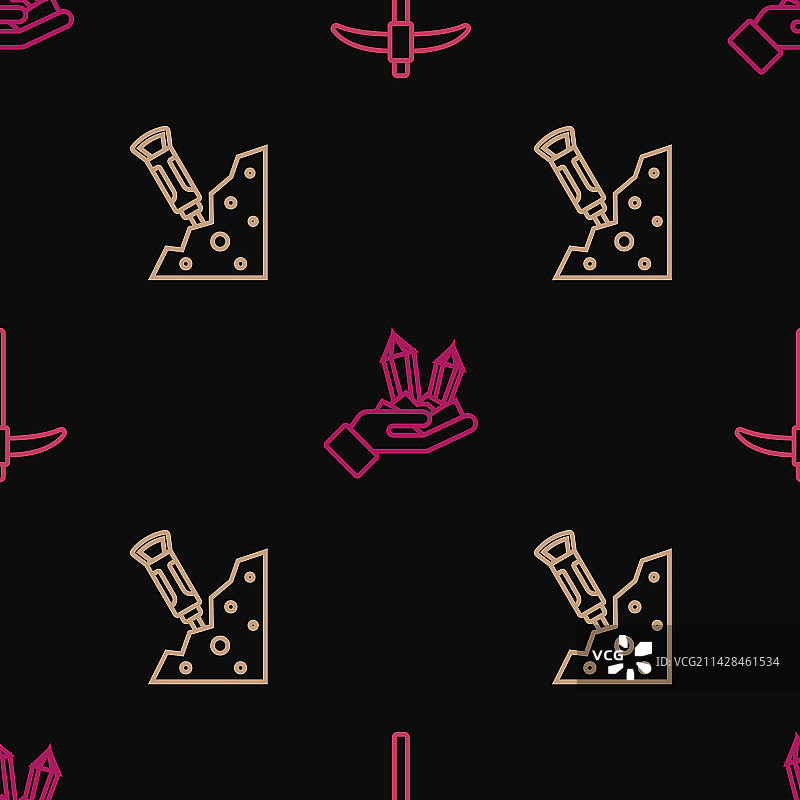 镐、施工风镐、宝石线性图标图片素材