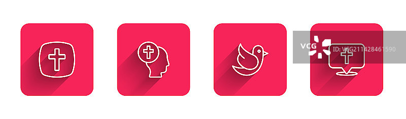 基督教十字架、牧师和鸽子系列图片素材