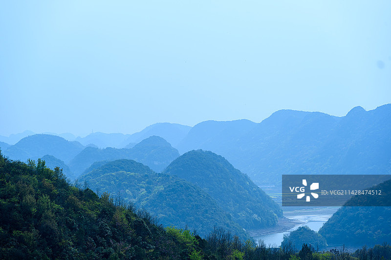 水墨画贵州山水图片素材