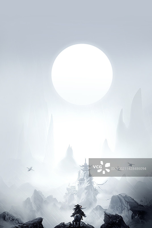 中国风快意江湖武侠水墨画背景图片素材