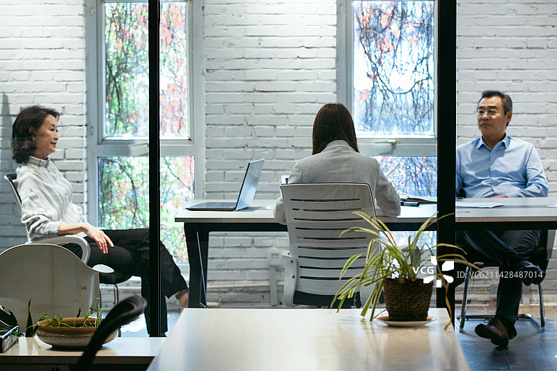 商务人士在会议室开会图片素材