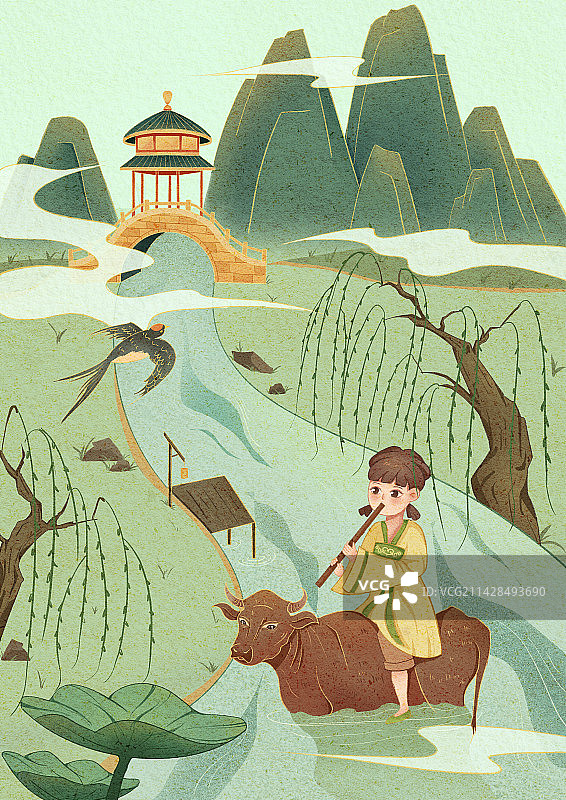 中国风清明节气插画图片素材