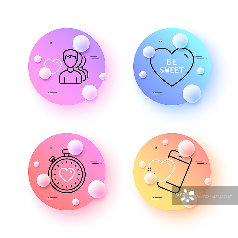 心跳计时器和爱心极简线条图片素材