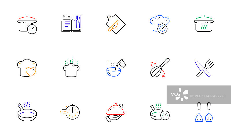 烹饪线性图标：沸腾时间、煎锅等图片素材