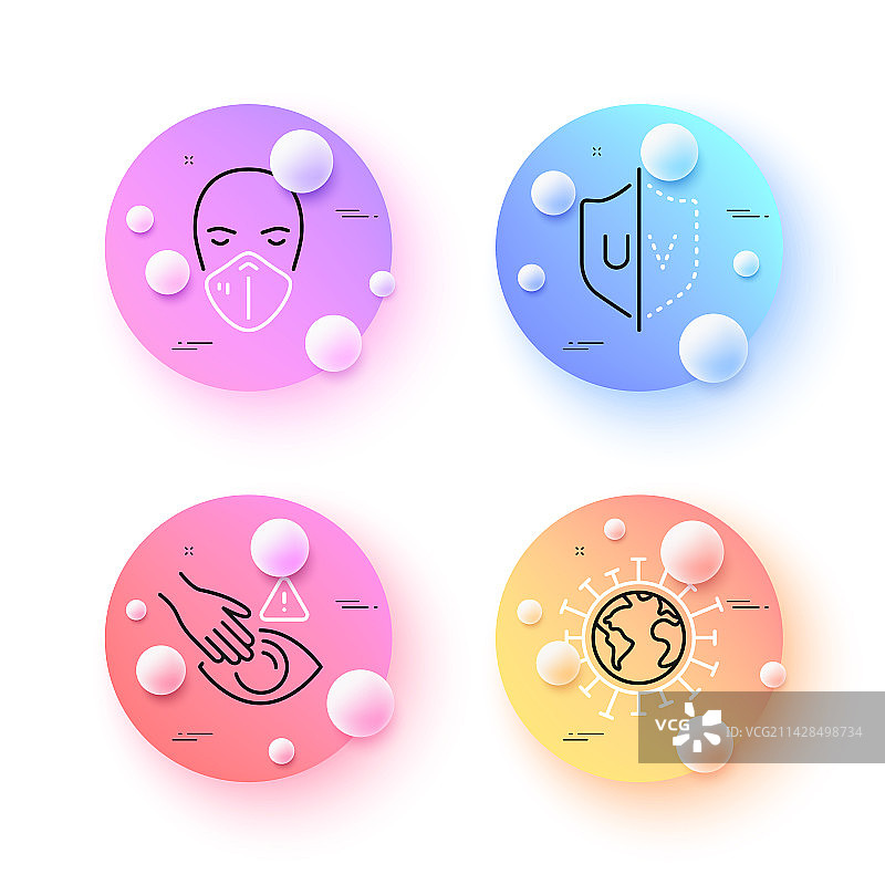 新冠病毒医疗口罩和请勿触摸提示图片素材