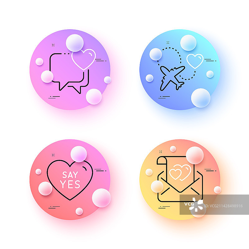 蜜月旅行爱心和情书极简风图片素材