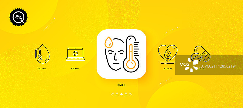 发烧医疗救助和医药极简线条图片素材